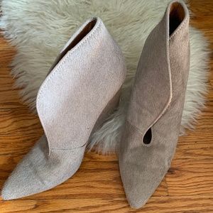 Pristine Calf Hair wedge booties